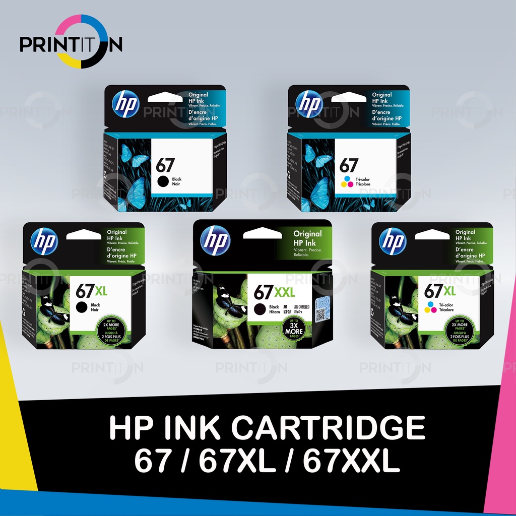 Original Hp 67 Black And Tri Color Hp 67xl Black And Tri Color Hp 67xxl Black Ink Cartridge 3757