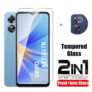 2in1 Full Cover Tempered Glass Screen Protector For OPPO A17 4G A17K 2022 Phone Protective Glass For OPPOA17 K Camera Lens Film