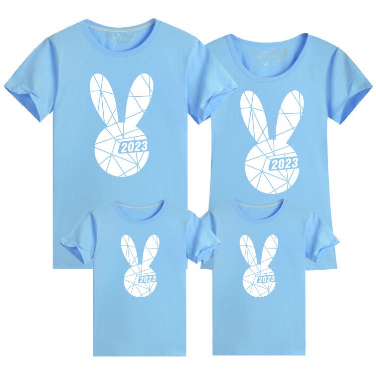 Image of 2023 Rabbit Year Tee Chinese New Year Clothes Rabbit T Shirt CNY T-shirt Couple Shirt Family Set Tops Women Men Boy Girl New Year Clothes 兔年 亲子装 春节 全家福 本命年 T恤 #5