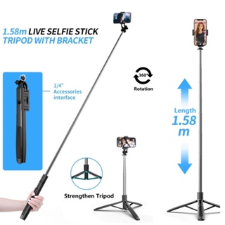 1580mm New Wireless Selfie Stick Tripod Foldable Monopod With Fill light For Gopro Action Cameras Smartphones