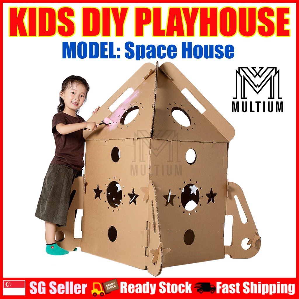 Space House 3D DIY Cardboard Toy House For Kids Fun DIY Craft For