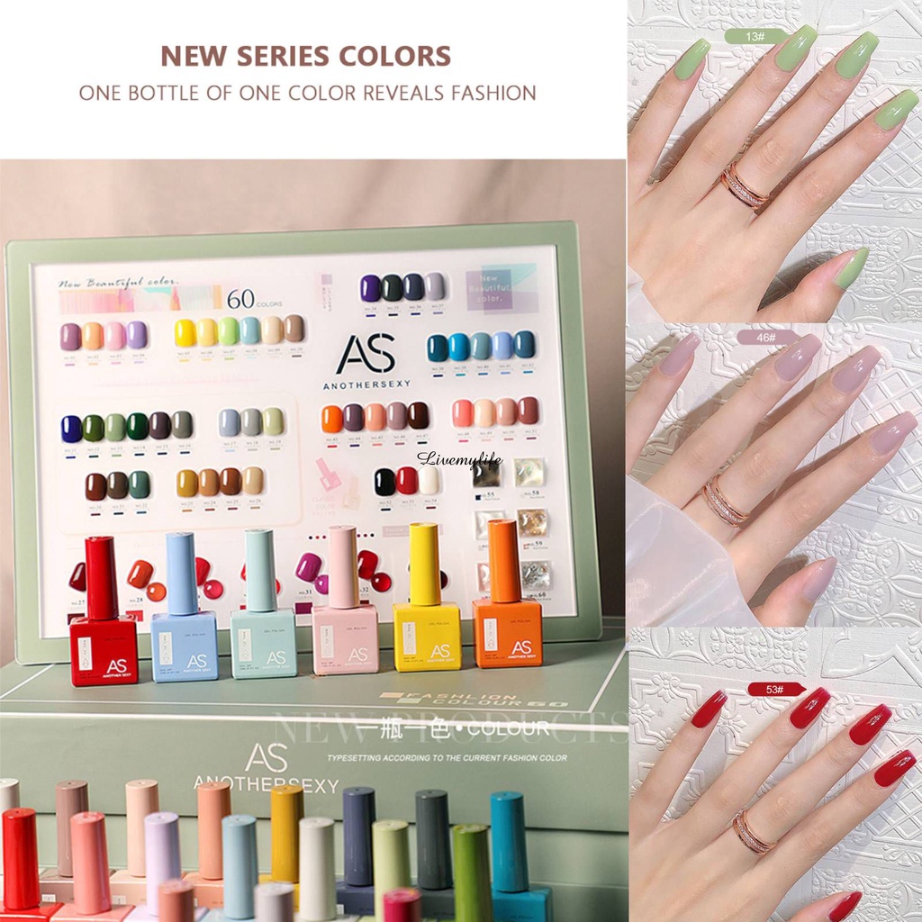 ♕ AS Nail Polish 15ml Set 60 Popular Colors A Bottle Of One Color Small Set  Easy to Apply Long Duration Nail Gel For Nail Shop TALLER2 | Shopee  Singapore