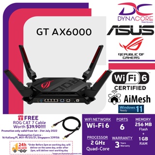 ASUS ROG Rapture GT-AX6000 Dual-Band WiFi 6 (802.11ax) Gaming Router, Dual 2.5G ports, enhanced hardware,WAN aggregation