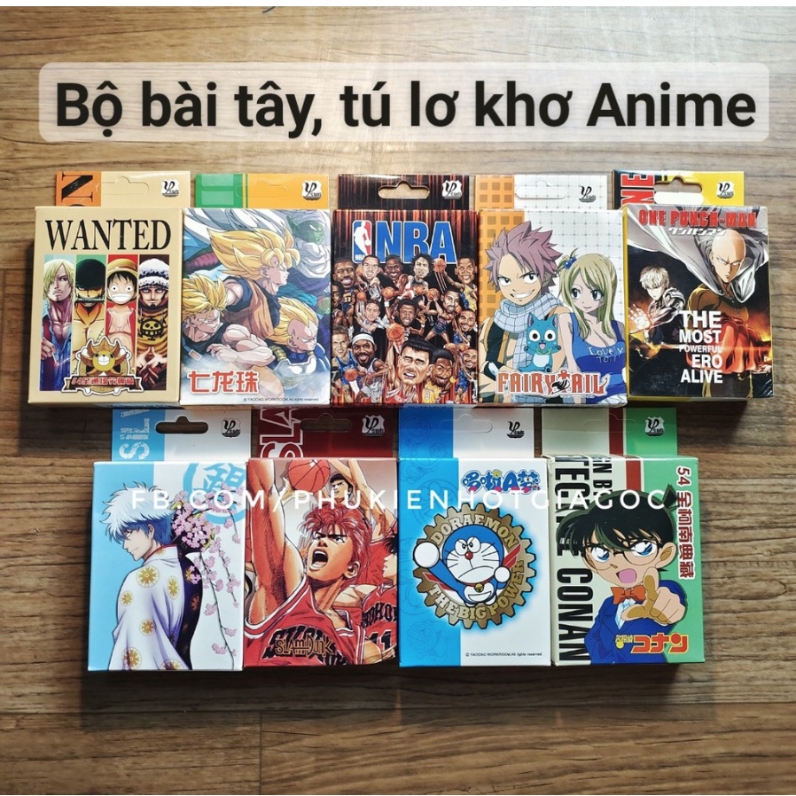 Bộ bài Tây tú lơ khơ anime Poker S Onepiece Naruto Doraemon Conan One Punch Dragonball Slam dunk Fai