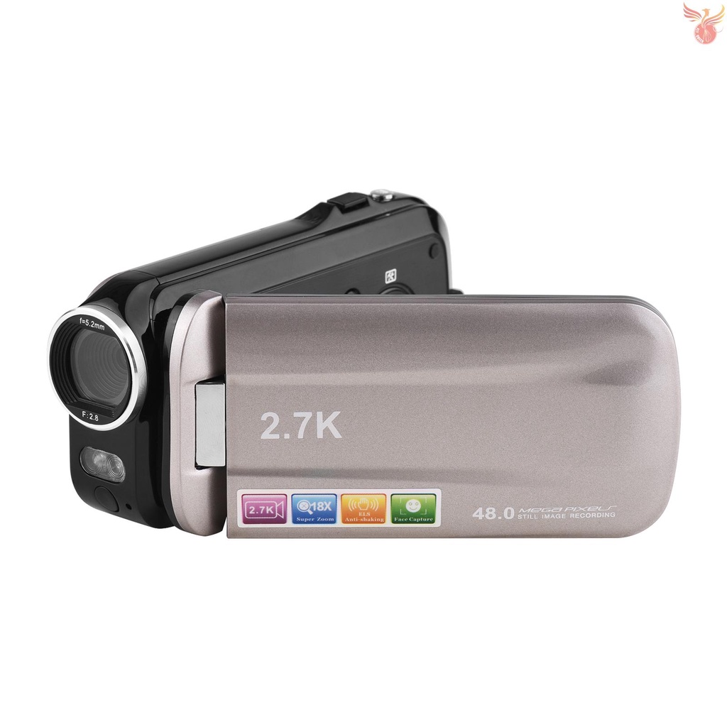 2.7K Ultra HD Mini Digital Video Camera DV Camcorder 48MP 3 Inch Rotatable LCD Touchscreen 18X Zoom Built-in NEW 11.2