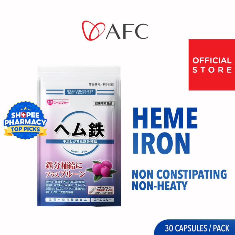 AFC Heme Iron Supplement + Prune Extract + Vitamin C B6 B12 Gentle on