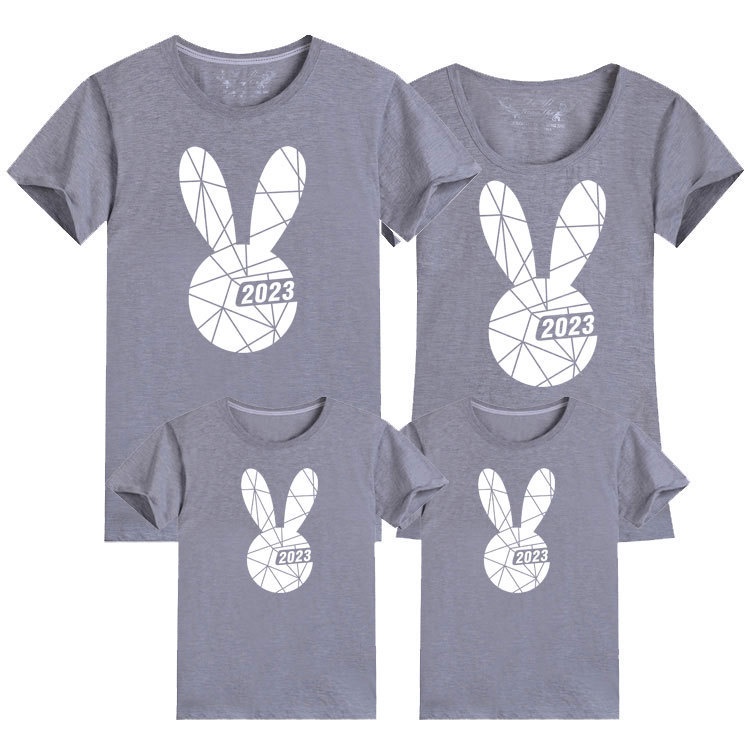 Image of 2023 Rabbit Year Tee Chinese New Year Clothes Rabbit T Shirt CNY T-shirt Couple Shirt Family Set Tops Women Men Boy Girl New Year Clothes 兔年 亲子装 春节 全家福 本命年 T恤 #3
