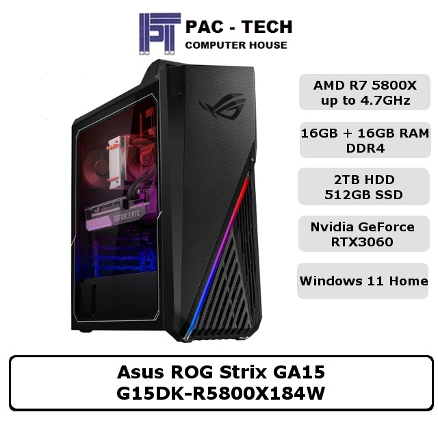 Asus ROG Strix GA15 Gaming Desktop Ryzen 7 5800X 32GB RAM 2TB
