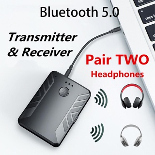 Bluetooth 5.0 Receiver Transmitter 3.5mm AUX Wireless Stereo Music Audio Splitter Dual Receptor Adapter for PC Car TV Speaker