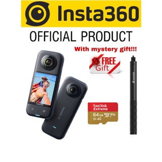 Insta360 X3 360 Action Camera - Standalone with Invisible Selfie stick + Sandisk MicroSD 64GB