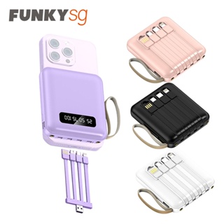 Mini Power bank 20000mAh with 4in1 DETACHABLE Cables Powerbank with LED Light