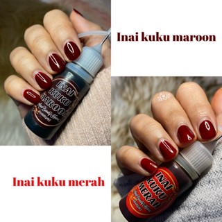 MERAH Inai KUKU 10ml & FREE MINI BUFFER/Red ️ & Maroon
