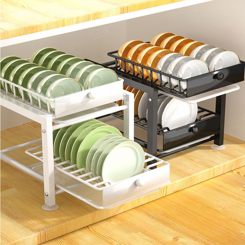 Pull-out kitchen dish storage rack cabinet built-in multifunctional ...