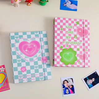 Kpop Checkerboard Photocard Holder A5 Hard shell Binder Notebook Journal Photo Album Idol Photo Postcard Collect Book Diary