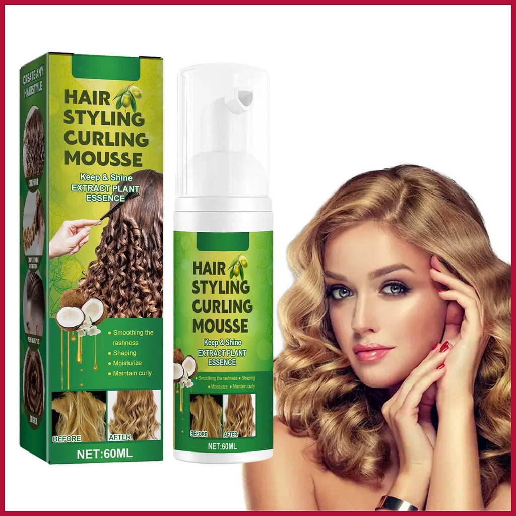 Curly Mousse for Hair 60ml Safe and Gentle Styling Curling Hair Mousse ...