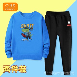 Barbara Cotton Boy Suit 2021 Autumn Handsome Sports Two-Piece Long-Sleeved Middle Big Children Sweatshirt Shoes Women Pants Gloves Sunscreen Tops Socks Skirts Women's Clothing Children's 52FE