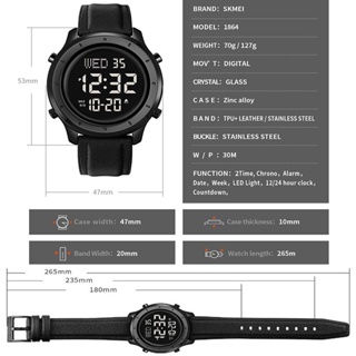 Skmei Men's Digital Sports Watch Fashion LED Light Countdown Multifunction Waterproof Wristwatch Original Brand Military Dual Time #3