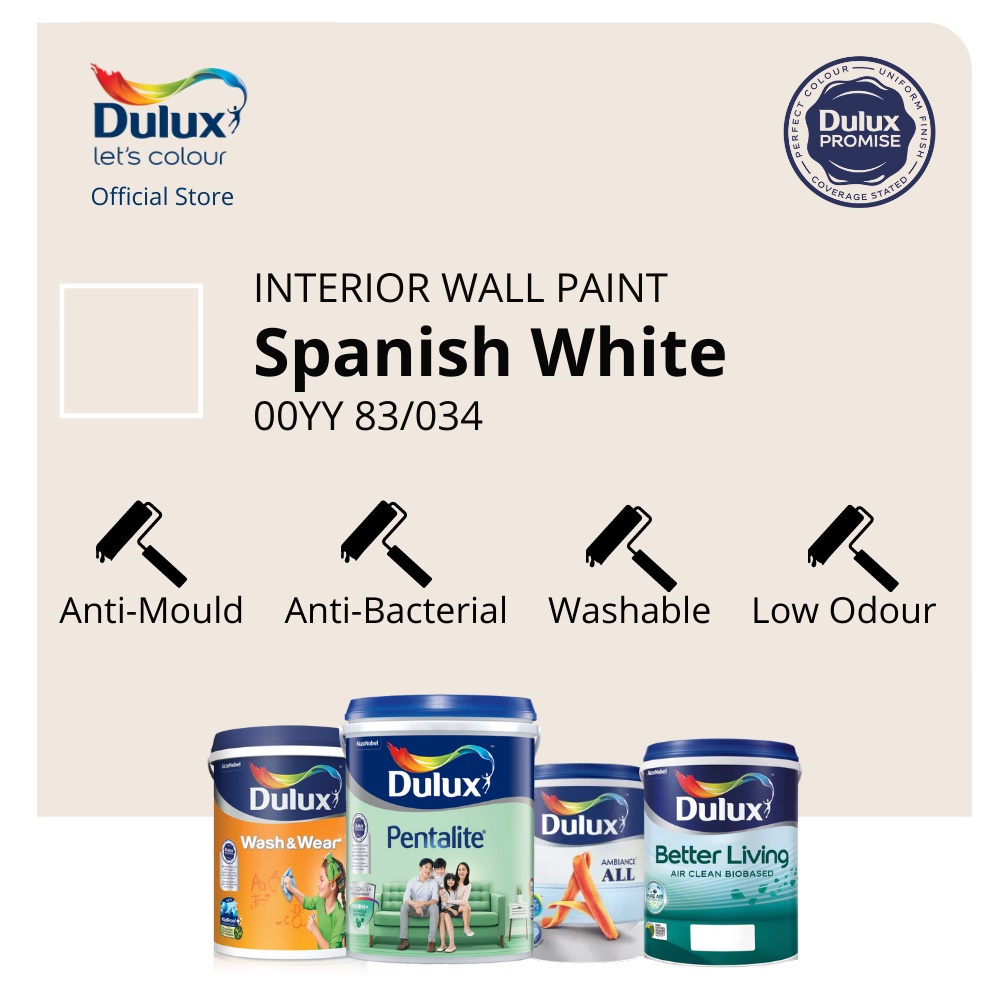Dulux Wall/Door/Wood Paint Spanish White (00YY 83/034) (Ambiance All