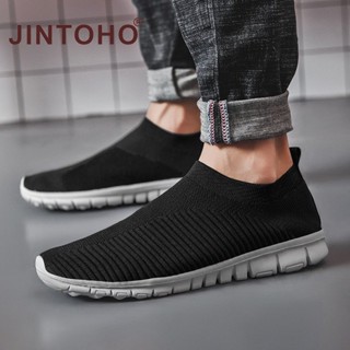 【JINTOHO】Couple Shoes Men's Slip-on Sneakers Lightweight Sports Shoes Breathable Black Running Shoes For Men