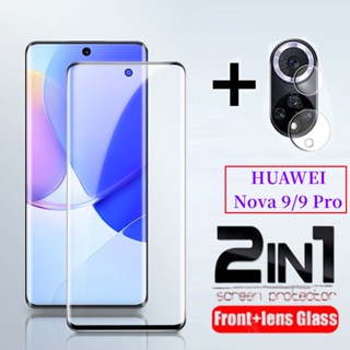 2in1 Full Cover Curved Tempered Glass Screen Protector For HUAWEI Nova 9 Pro 9Pro Phone Protective Glass For Nova9 Nova9Pro Camera Lens Film