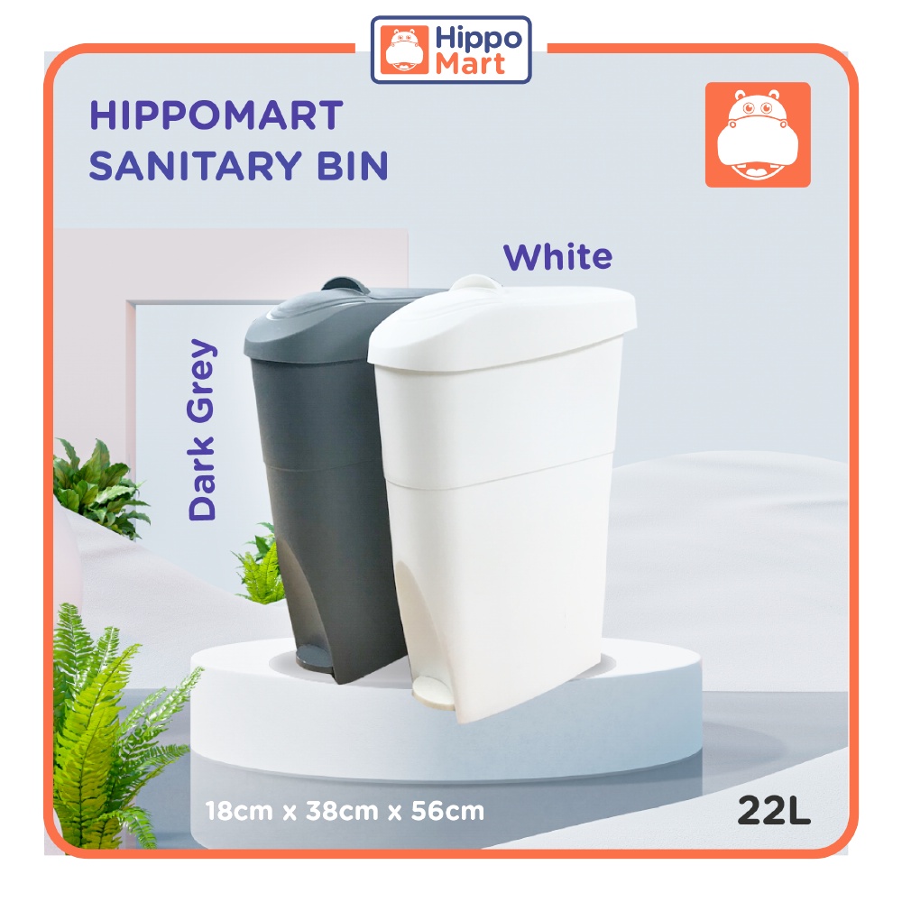 HippoMart Sanitary Waste Bin 22L Rubbish Bin, Sanitary Bin, Trash Bin, Wastepaper Bin, Toilet