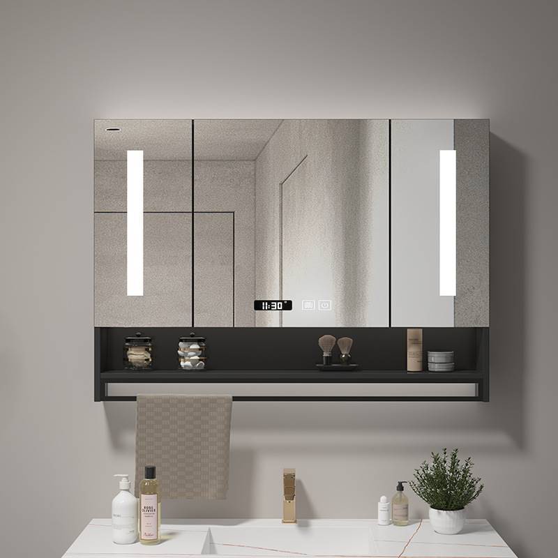 YOULITE Solid Wood Bathroom Mirror With Shelf Separate Wall