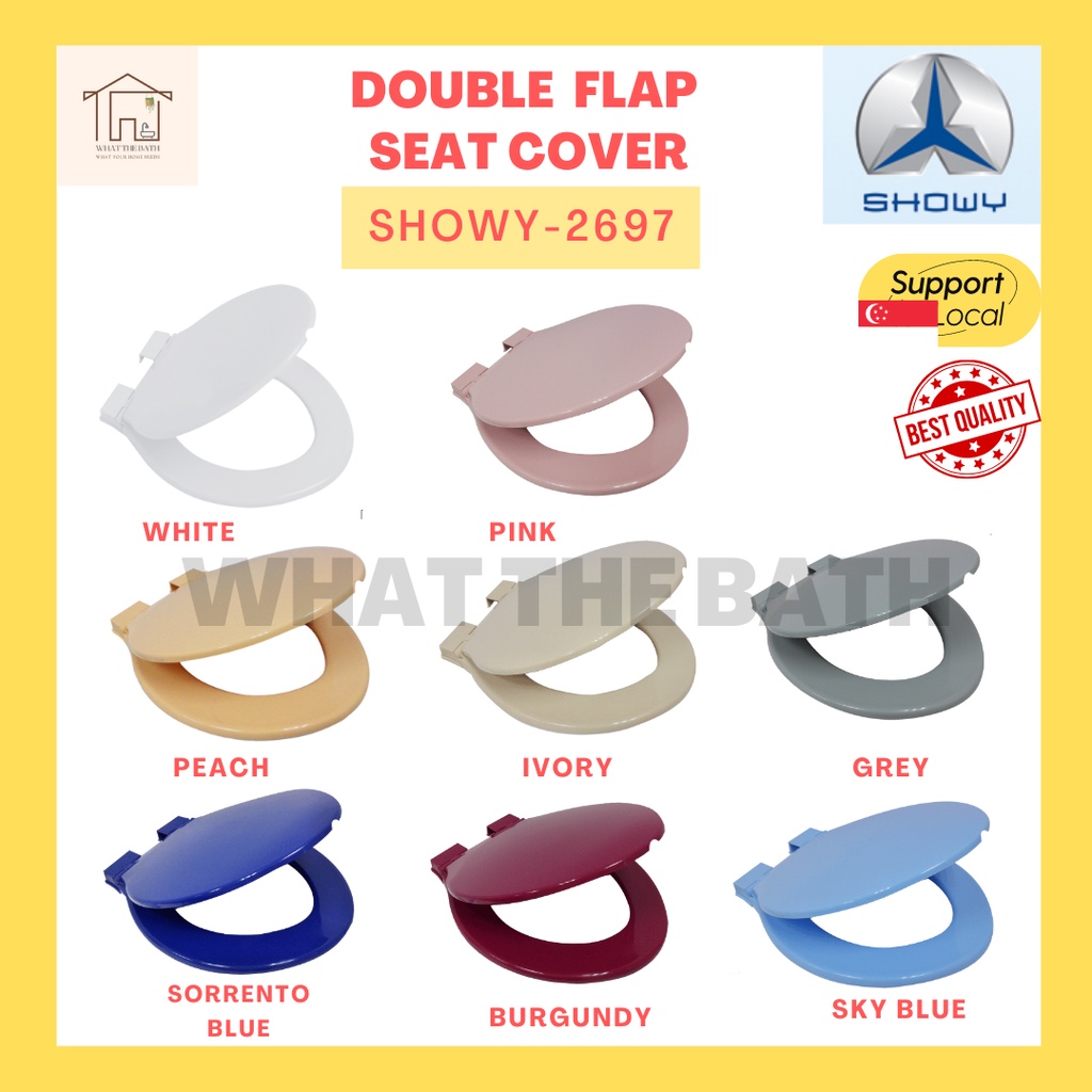 [SG SELLER] SHOWY L/D Double Flap Toilet Seat Cover Colour Standard
