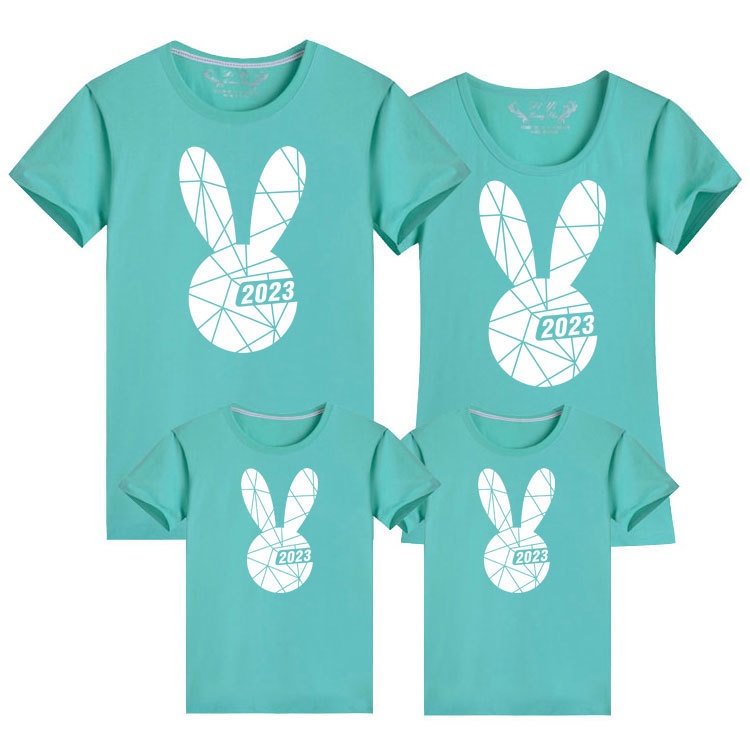 Image of 2023 Rabbit Year Tee Chinese New Year Clothes Rabbit T Shirt CNY T-shirt Couple Shirt Family Set Tops Women Men Boy Girl New Year Clothes 兔年 亲子装 春节 全家福 本命年 T恤 #1