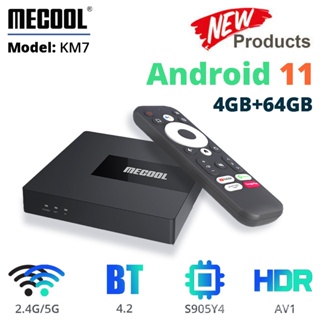 Mecool android 11 tv box km7 atv google certified 4gb 64gb amlogic s905y4 ddr4 androidtv 5g wifi youtube 4k netflix set top box