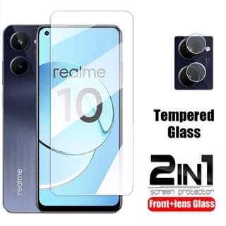 2in1 Full Cover Tempered Glass Screen Protector For Realme 10 4G 2022 Phone Protective Glass For Realme10 Camera Lens Film