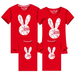 Image of thu nhỏ 2023 Rabbit Year Tee Chinese New Year Clothes Rabbit T Shirt CNY T-shirt Couple Shirt Family Set Tops Women Men Boy Girl New Year Clothes 兔年 亲子装 春节 全家福 本命年 T恤 #0