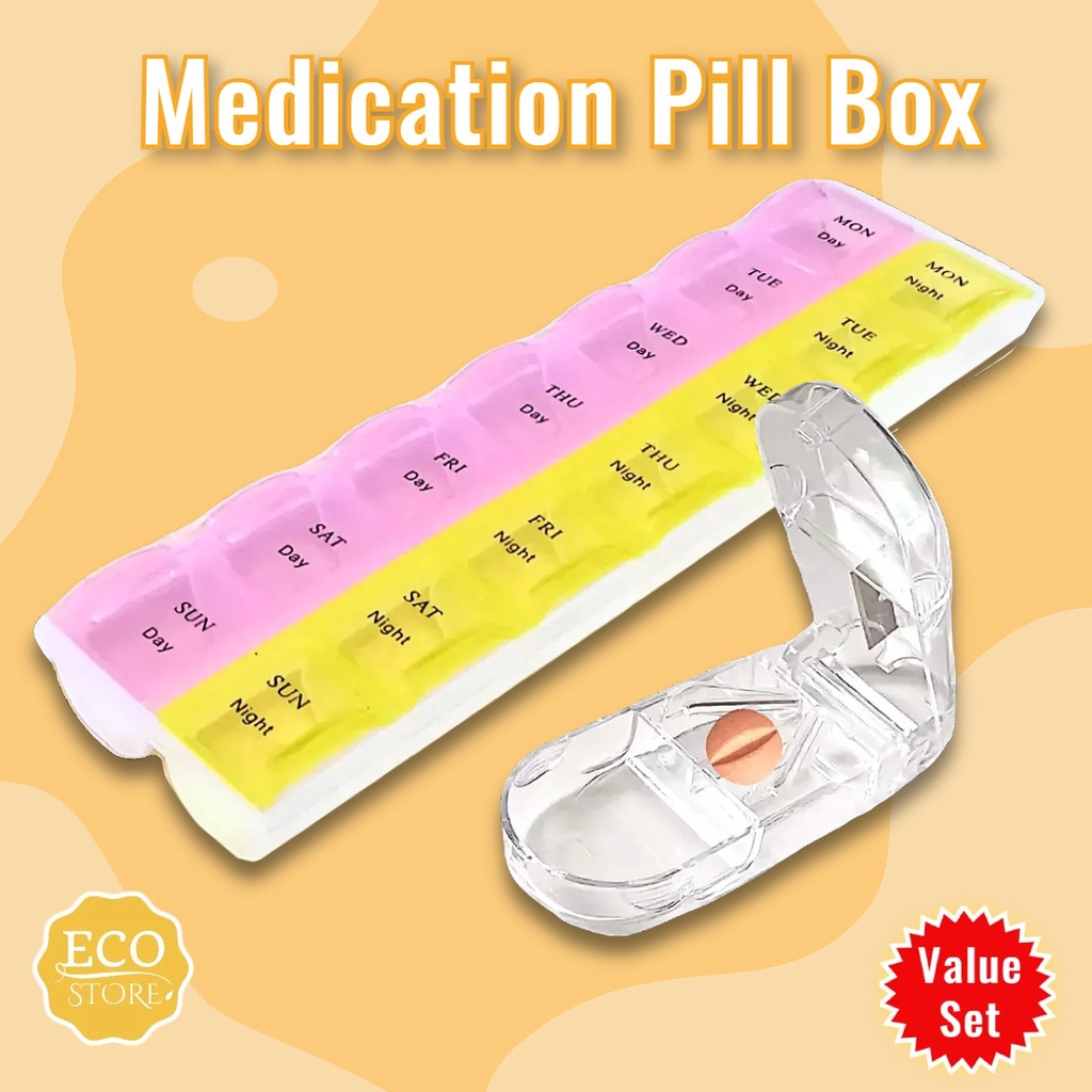 2 Pcs of Medicine Box Pill Organizer Medication Supplement Vitamin