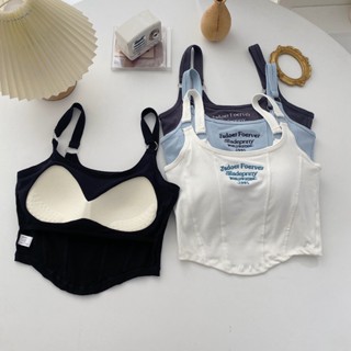 08231 Women's High Class Letter Embroidery with Padded Vest, Slim Inside and Slim Outside Top