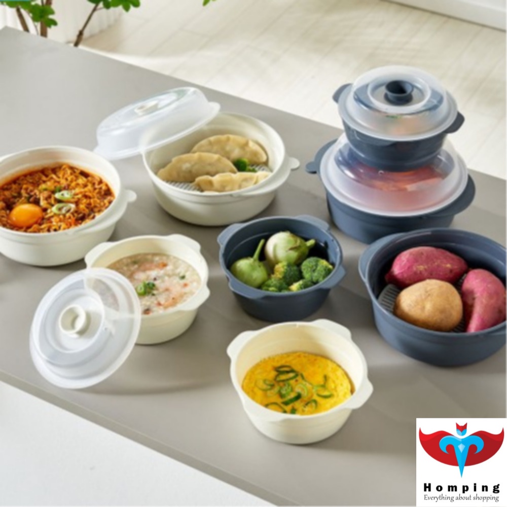 [Easy & Free] 1+1 Steam Cook Steamed Container Microwavable Container