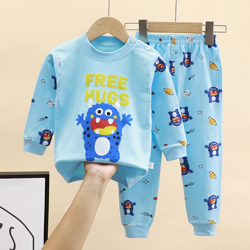 Casual Baby Boys Girls Sleepwear Clothing Autumn Cartoon Kids Cotton Pajamas Set