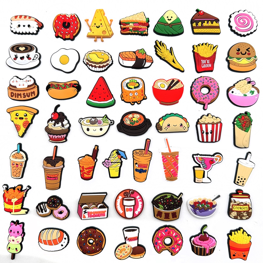 Cute Jibz Cartoon food Donut Croc charms Pin shoe Accessories decorate ...