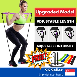 Upgraded Pilates Bar  Yoga Stick with Adjustable Resistance Band for Fitness Body Abdominal Resistance Bands