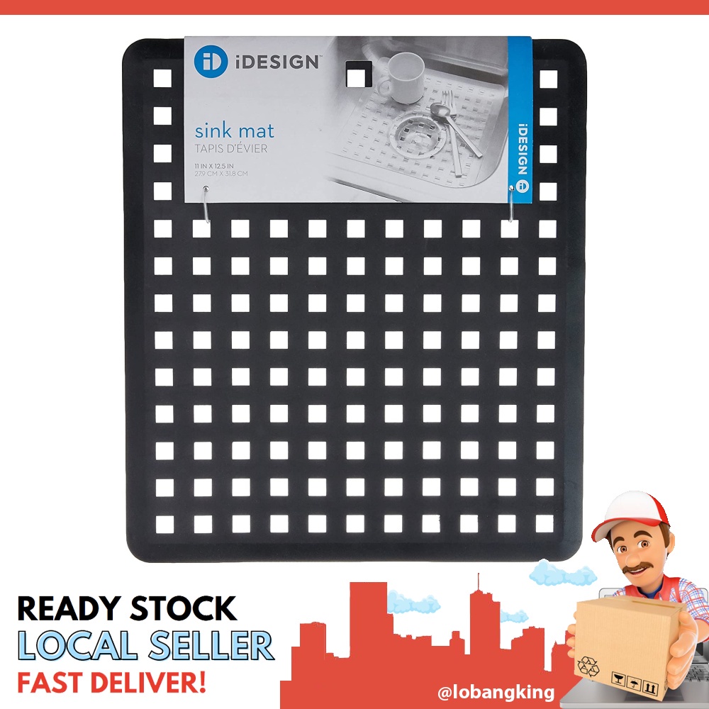 [sgstock] InterDesign Euro Kitchen Sink Protector Mat, Regular, Black