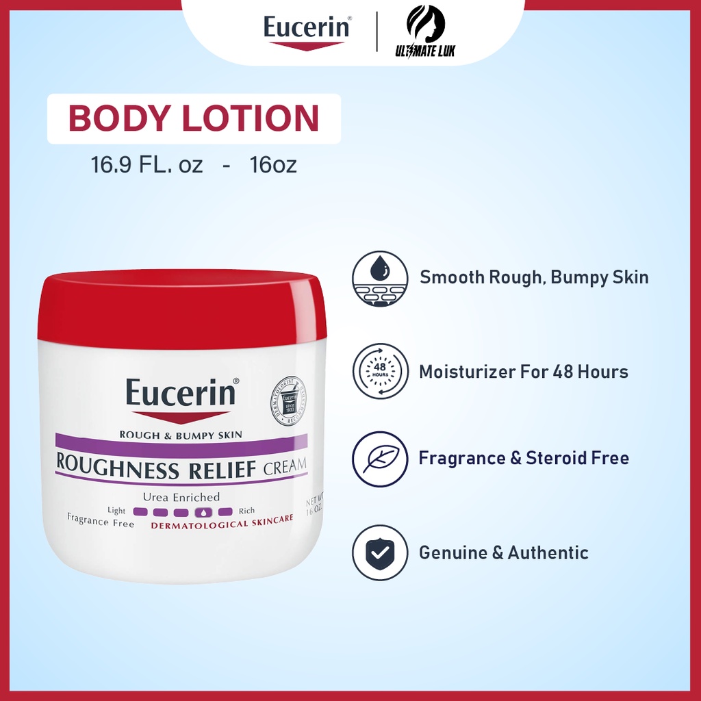 Eucerin, Roughness Relief Cream, Body Lotion, Fragrance Free, Body ...