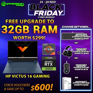 [BFCM STAR BUY/ FREE 32GB] HP Victus 16 Gaming Laptop - Ryzen 7 5800H / RTX 3060 / 16.1 FHD 144hz / W11 / 2Y On-Site