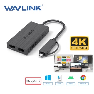 WAVLINK USB 3.0 to Dual HDMI Graphic Adapter , Max 4K display output Type A/type C input and dual HDMI ports output for M1/M2