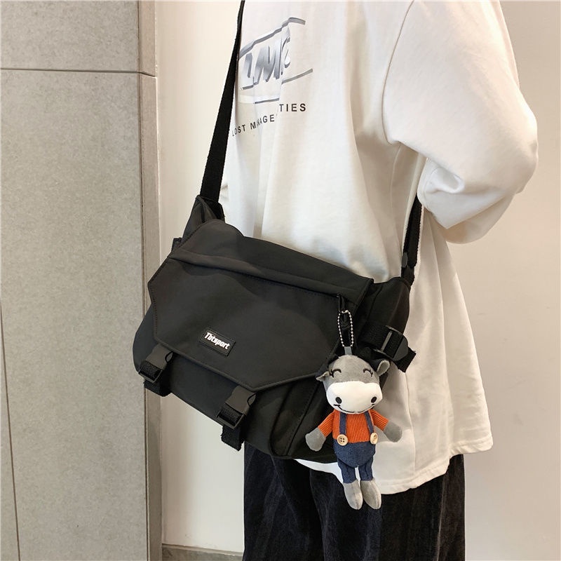 Image of Large-Capacity Tote Bag Sling bag woman canvas black big shoulder bag crossbody bag female bag nylon zip #5