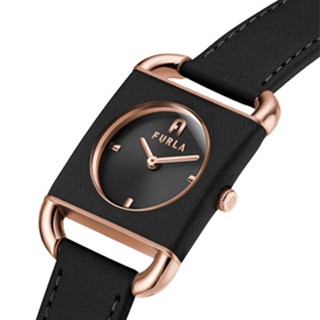 FURLA ARCO SQUARE Rose Gold Tone Case Black Dial Watch #3