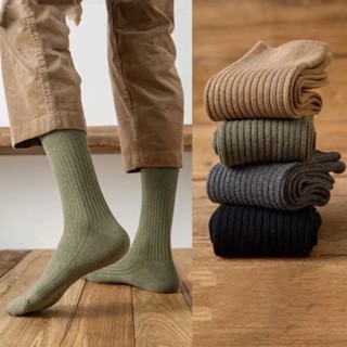 Socks Men's Stockings Solid Color Simple Mid-Tube Four Seasons Long Tube High Trendy Business Casual