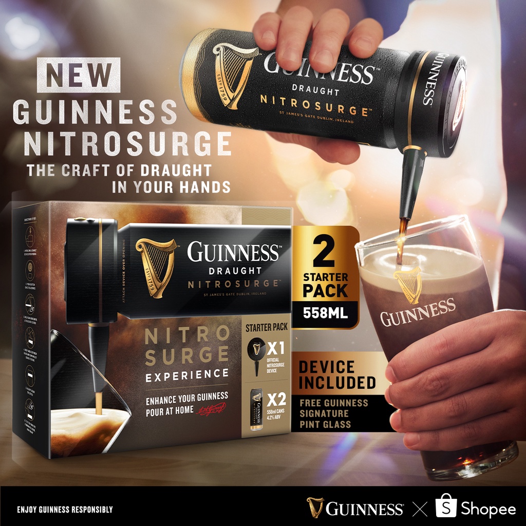 Guinness NITROSURGE Starter Pack 558ml, 2s + Device [Device Included
