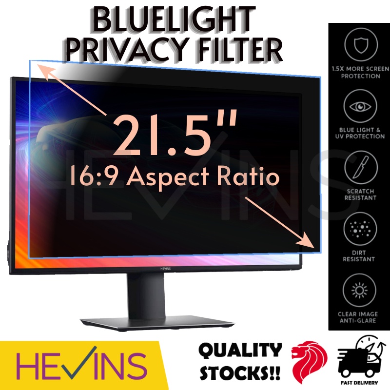 Privacy Screen Filter (Anti Blue Light Filter) for Desktop Monitor 21.5” 23” 24” 27” Compatible with Major Brands