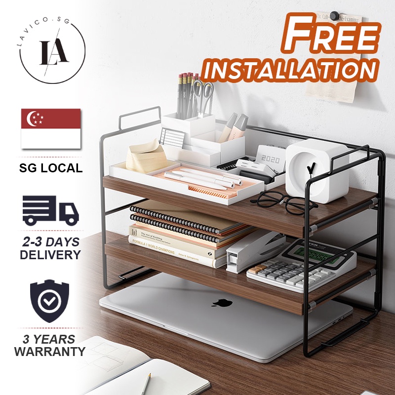 Desktop Shelf Organizer Adjustable Wood Display Desk Shelf Countertop