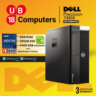 Dell Tower Workstation Precision T3610 1x4-Core Intel Xeon 8GB DDR3 256GB SSD Nvidia P400 2GB Graphic Win10 MS Office