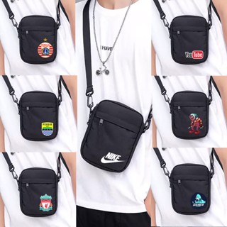 PRIA HITAM Kingsons Men's Plain Sling Bag Casual Boys Black Slingbag Shoulder Cool C2