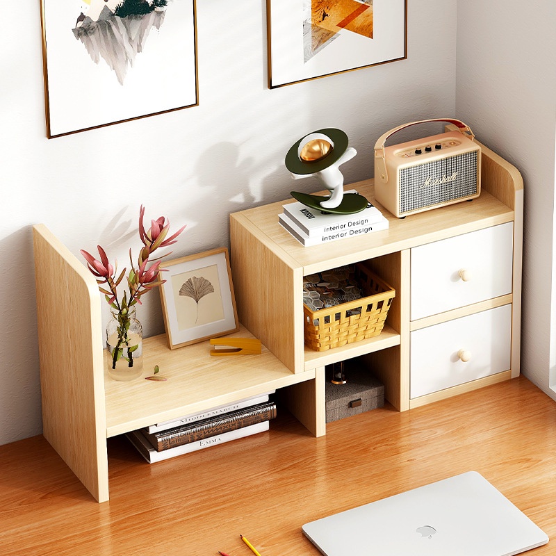 1/2 Layer Desktop Shelf Organizer Adjustable Wooden Display Table Shelf Counter Top Storage